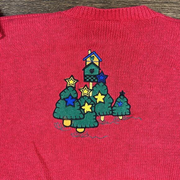Quacker Factory Sweater Womens Large Red Christmas Tree Santa Cardigan Ugly - Picture 11 of 11